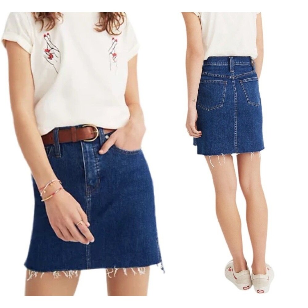 Madewell Stretch Denim Straight Mini Skirt Stephem Edition Size 24